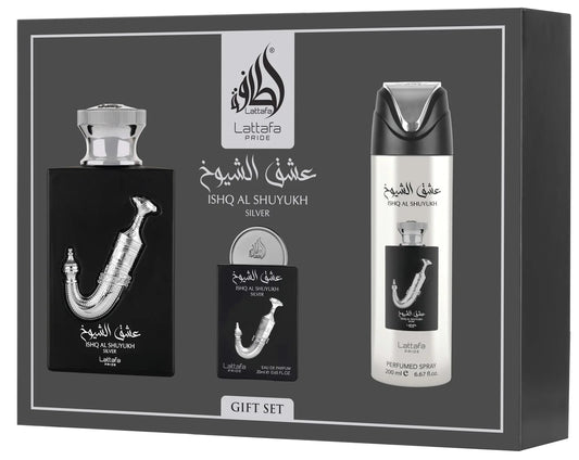 Perfume Masculino – Lattafa Ishq Al Shuyukh Silver Gift Set